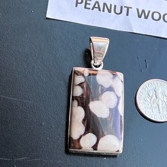 Peanut wood Jasper Gemstone Pendant Handmade 925 Sterling Silver - Picture 3 of 3